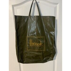 Harrods Green PVC Plastic Vinyl Tote Shopping Grocery Bag